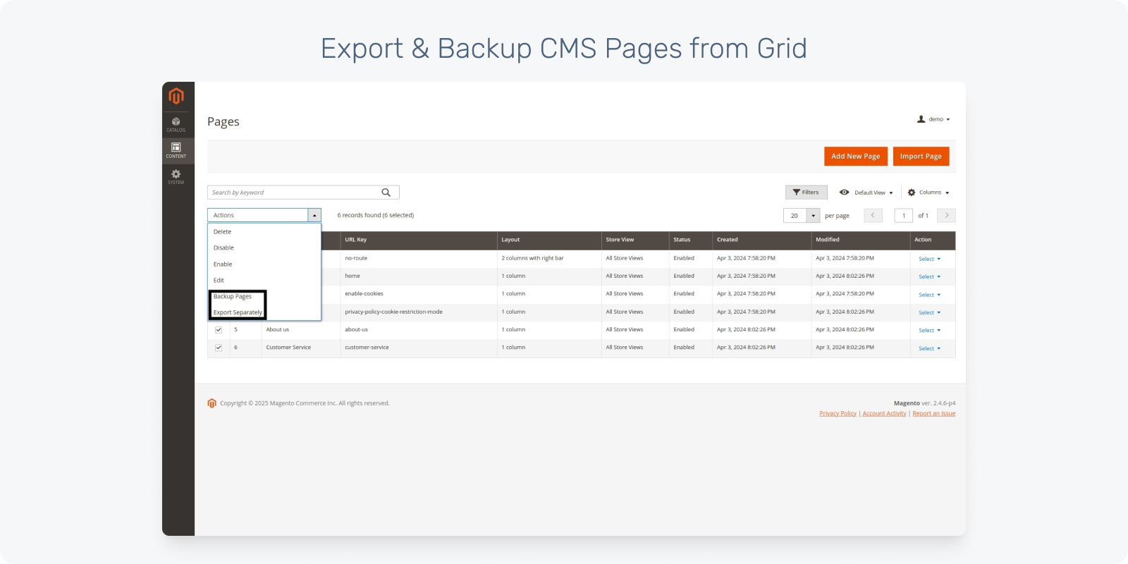 CMS Import-Export